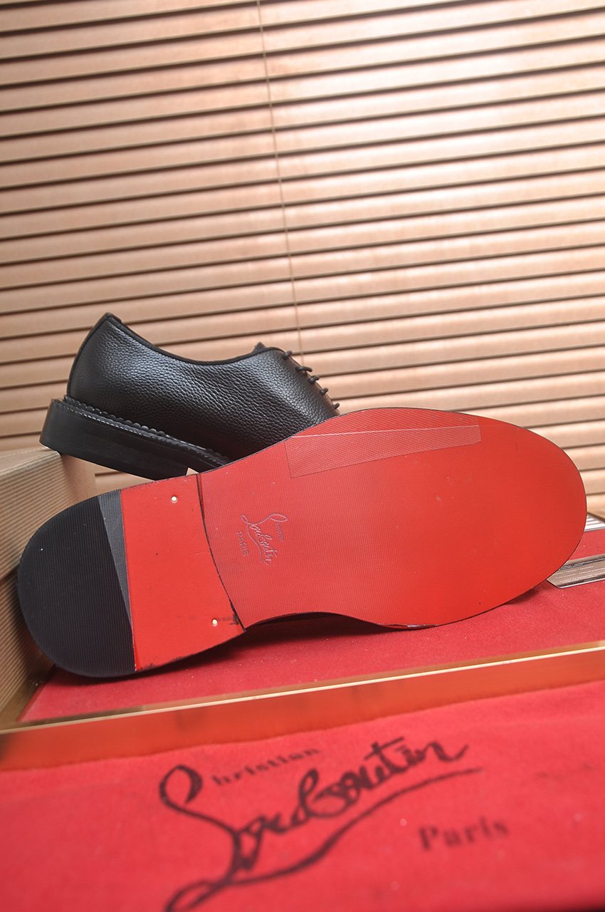 Christian Louboutin Black Red-Sole Lace-Up Dress Shoes — detail