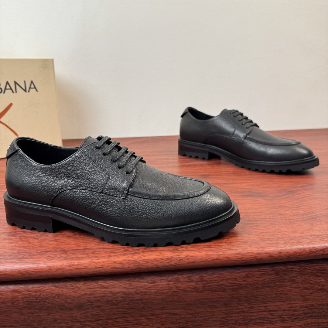 Dolce & Gabbana Grained Leather Derby Shoes — front