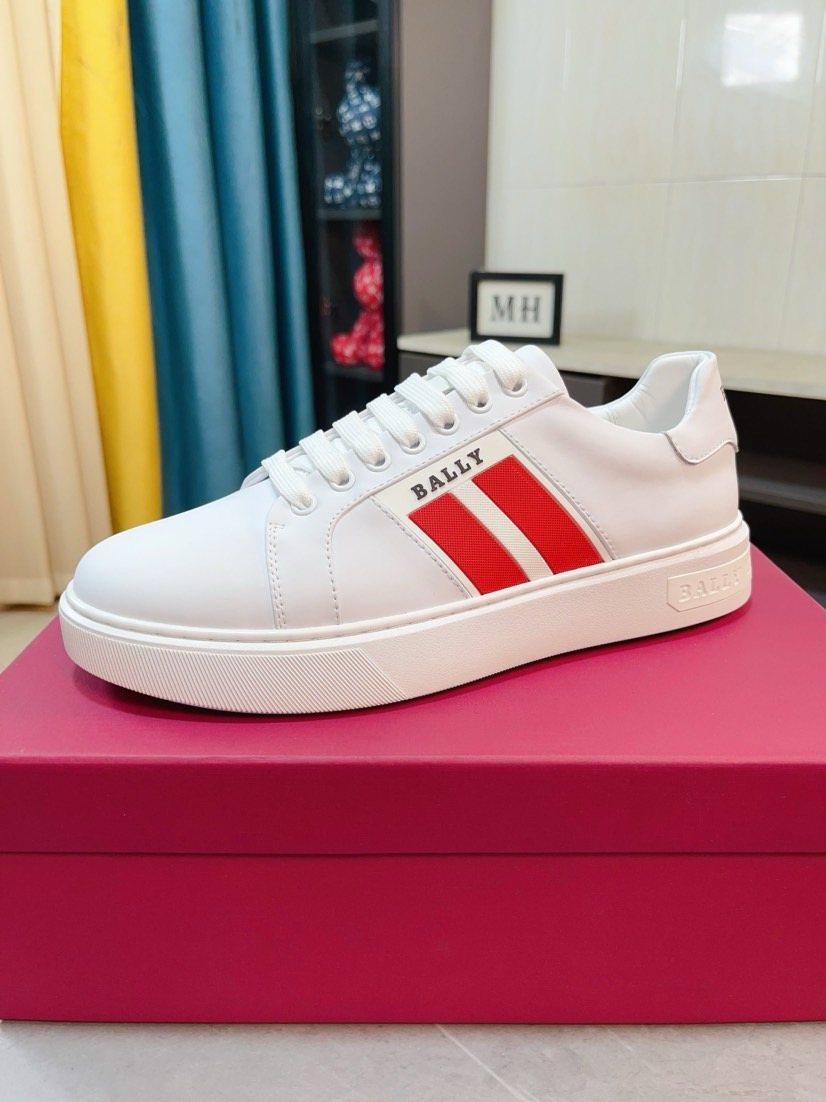 BALLY Red Stripe Low-Top Sneakers — front