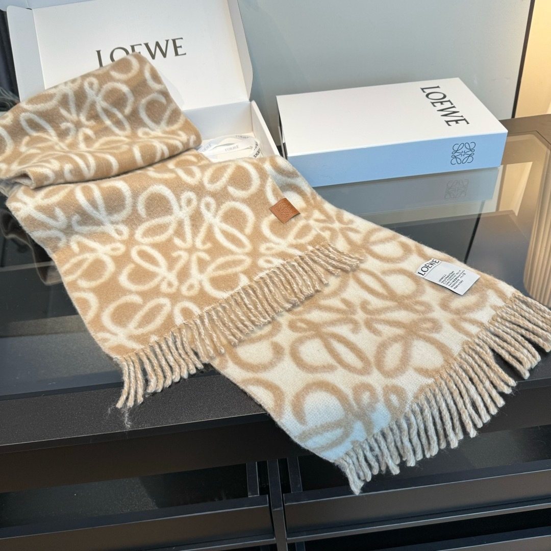 Loewe Loop Motif Fringed Scarf — detail