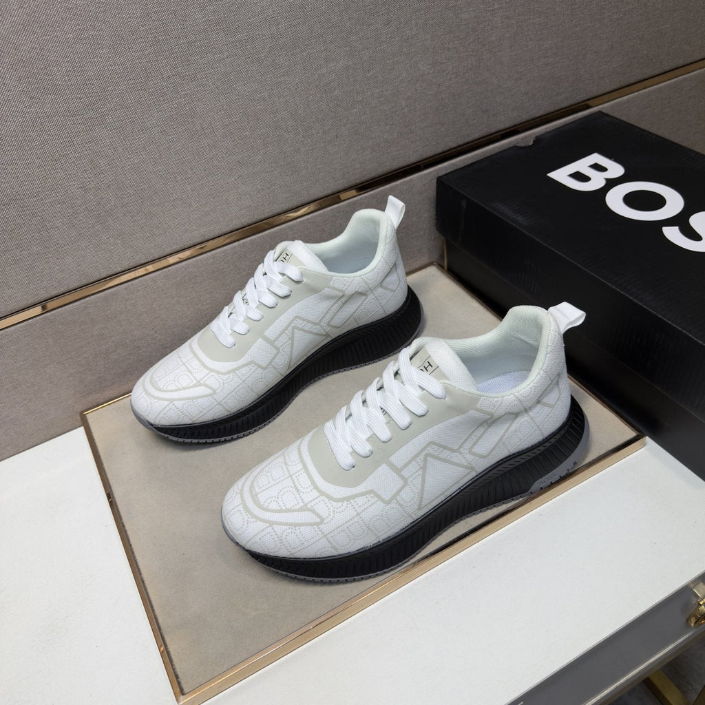 BOSS Navy Blue and Black Low-Top Sneakers — side