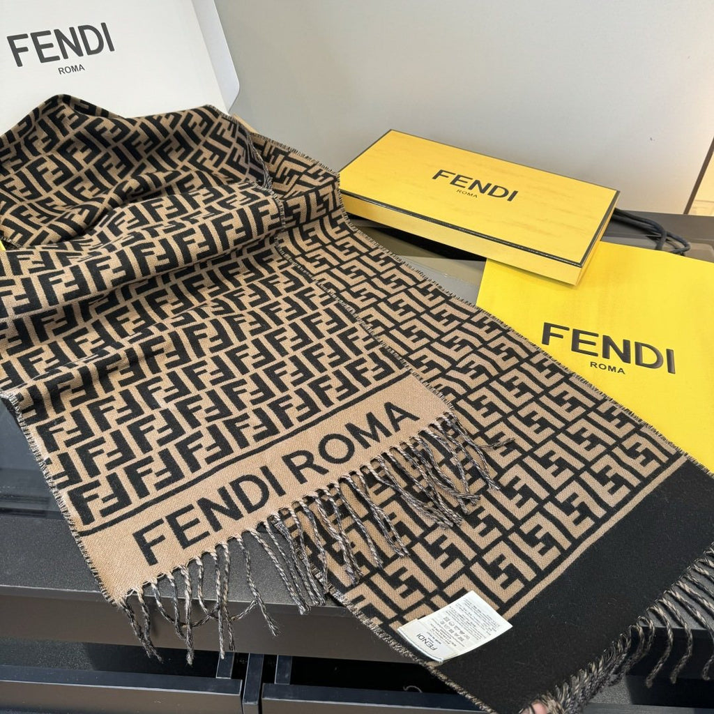 Fendi FF Logo Fringe Scarf — front
