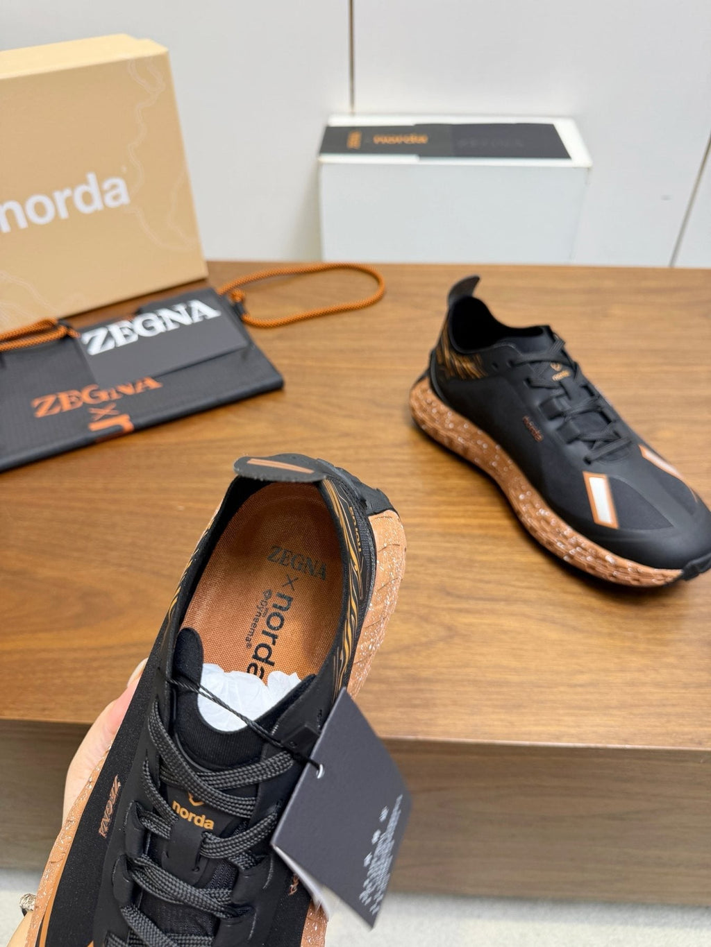 Black Contrast Lace-Up Athletic Shoes — back